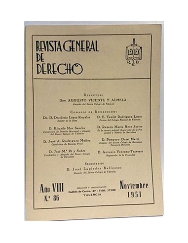 Revista General De Derecho Nº 86. Nov. 1951