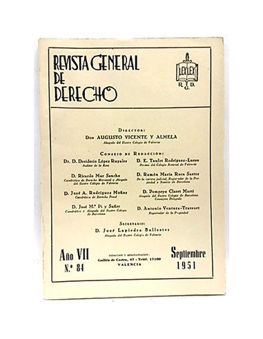 Revista General De Derecho Año VII Nº 84
