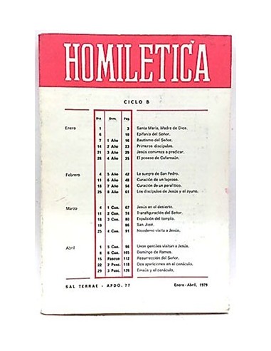 Homiletica. Enero - Abril 1979