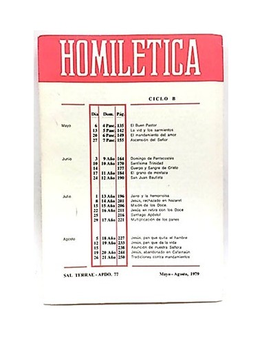 Homiletica Ciclo B Mayo, Agosto 1979